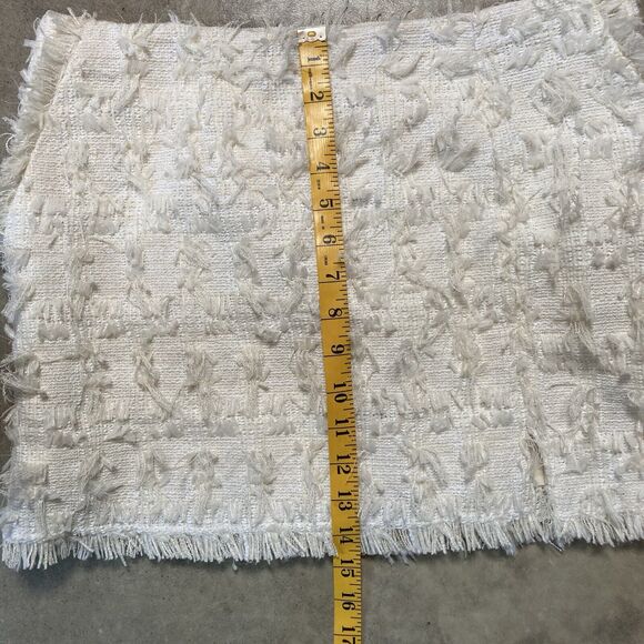 HM Mini Skirt Womens 10 Ivory Textured Short Pockets‎ Holiday Shaggy - Picture 4 of 10